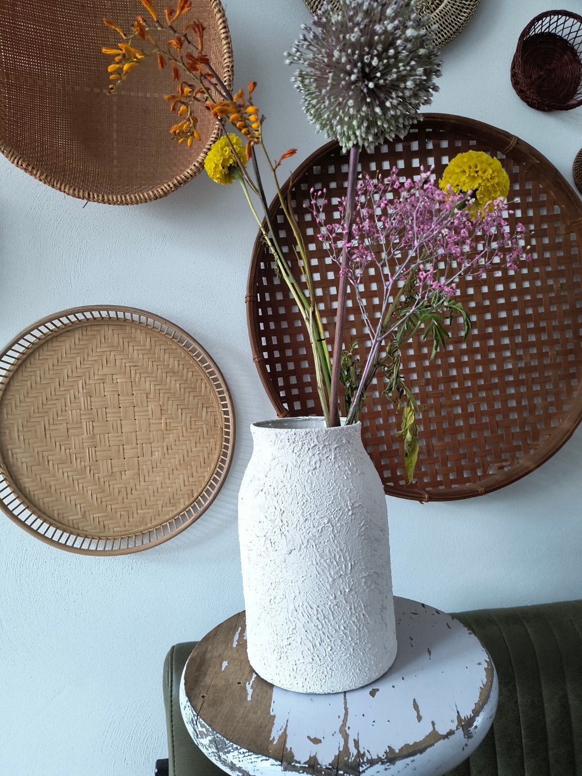 Beige Witte Vaas - 24cm Hoog, Ophalen