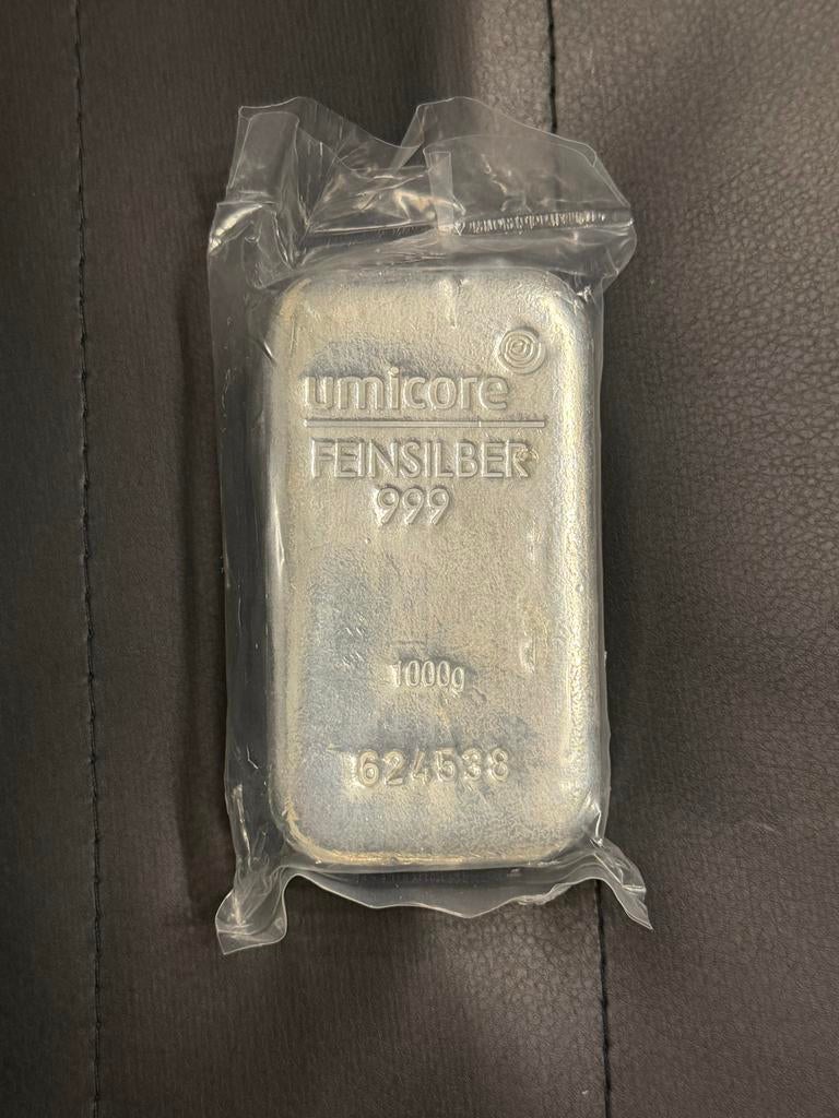 Umicore Feinzilver 999 - 1000g 1kg Zilverbaar, Ophalen of Verzenden, Zilver