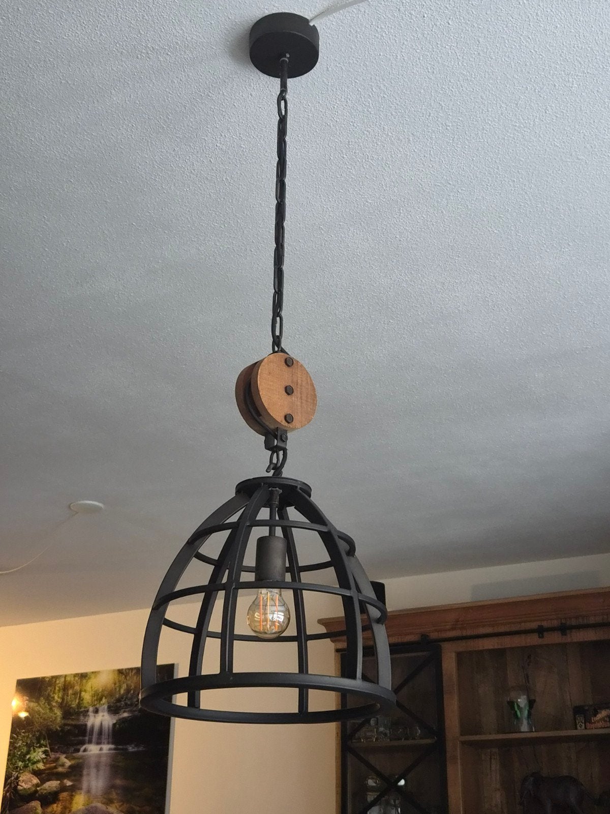 2 industriele hang lampen, Huis en Inrichting, Ophalen