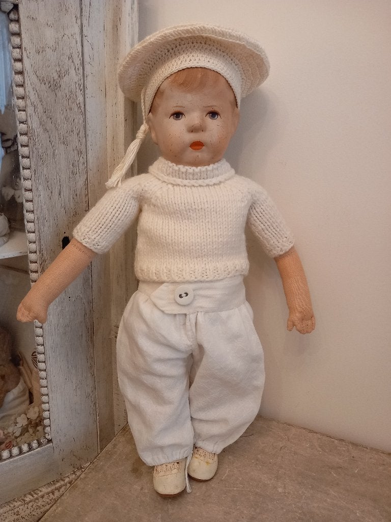 Vintage poppen broekje met truitje jaren 50., Verzamelen, Poppen, Ophalen, Zo goed als nieuw, Kleertjes