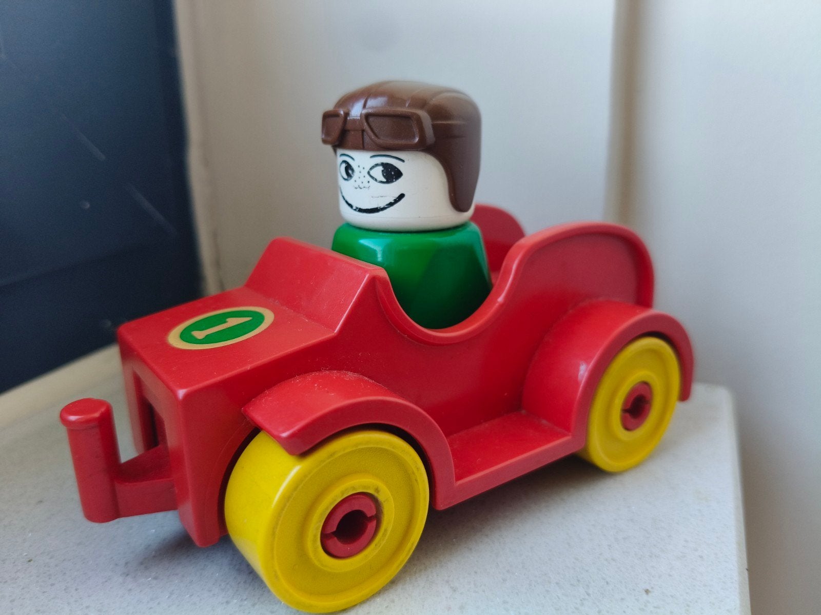 Vintage Lego Duplo uit 1989 raceauto met coureur, Kinderen en Baby's, Ophalen of Verzenden, Gebruikt