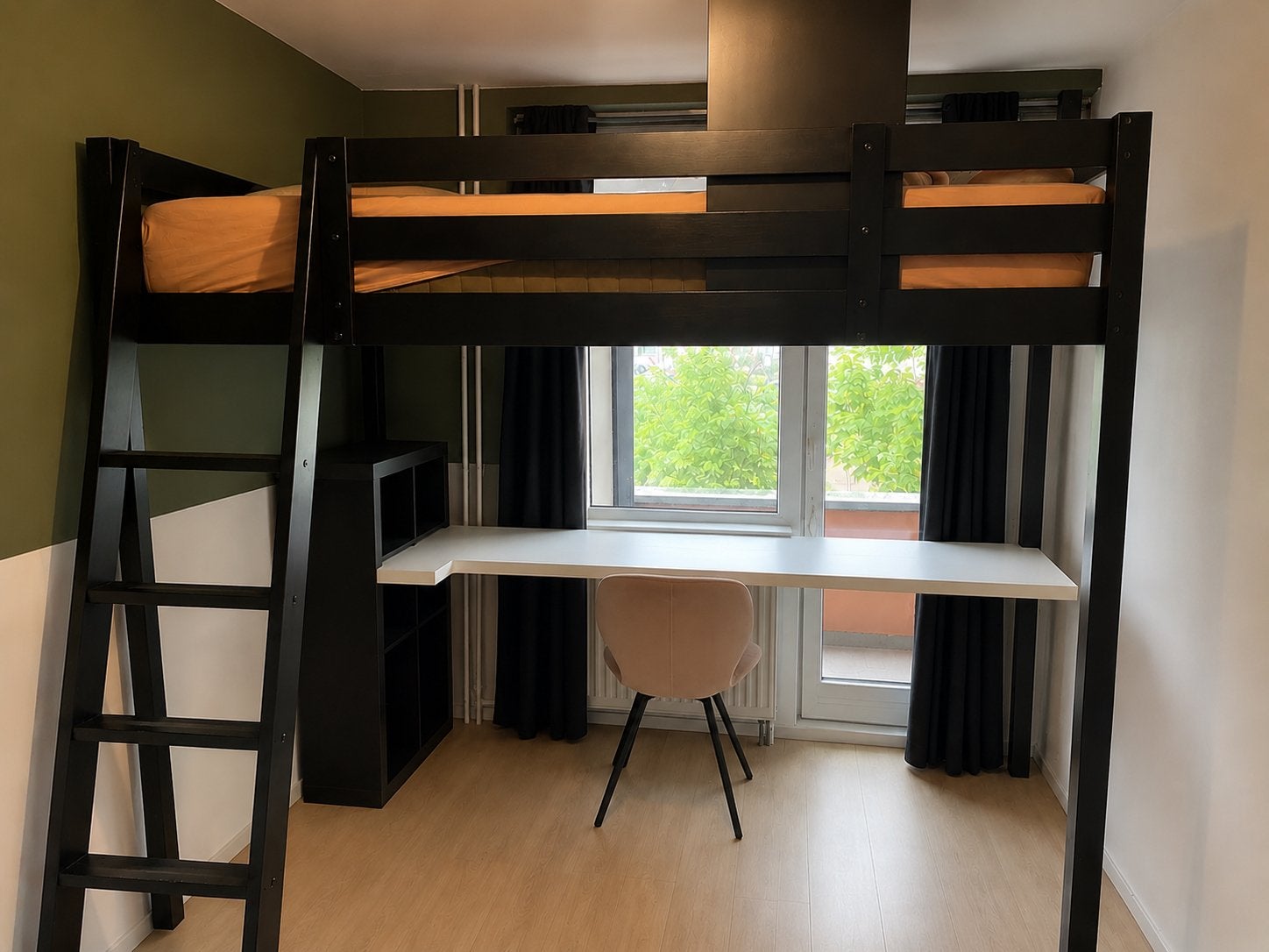 Ikea stora hoogslaper met bureau en kast., Ophalen, Hoogslaper, Eenpersoons, 140 cm
