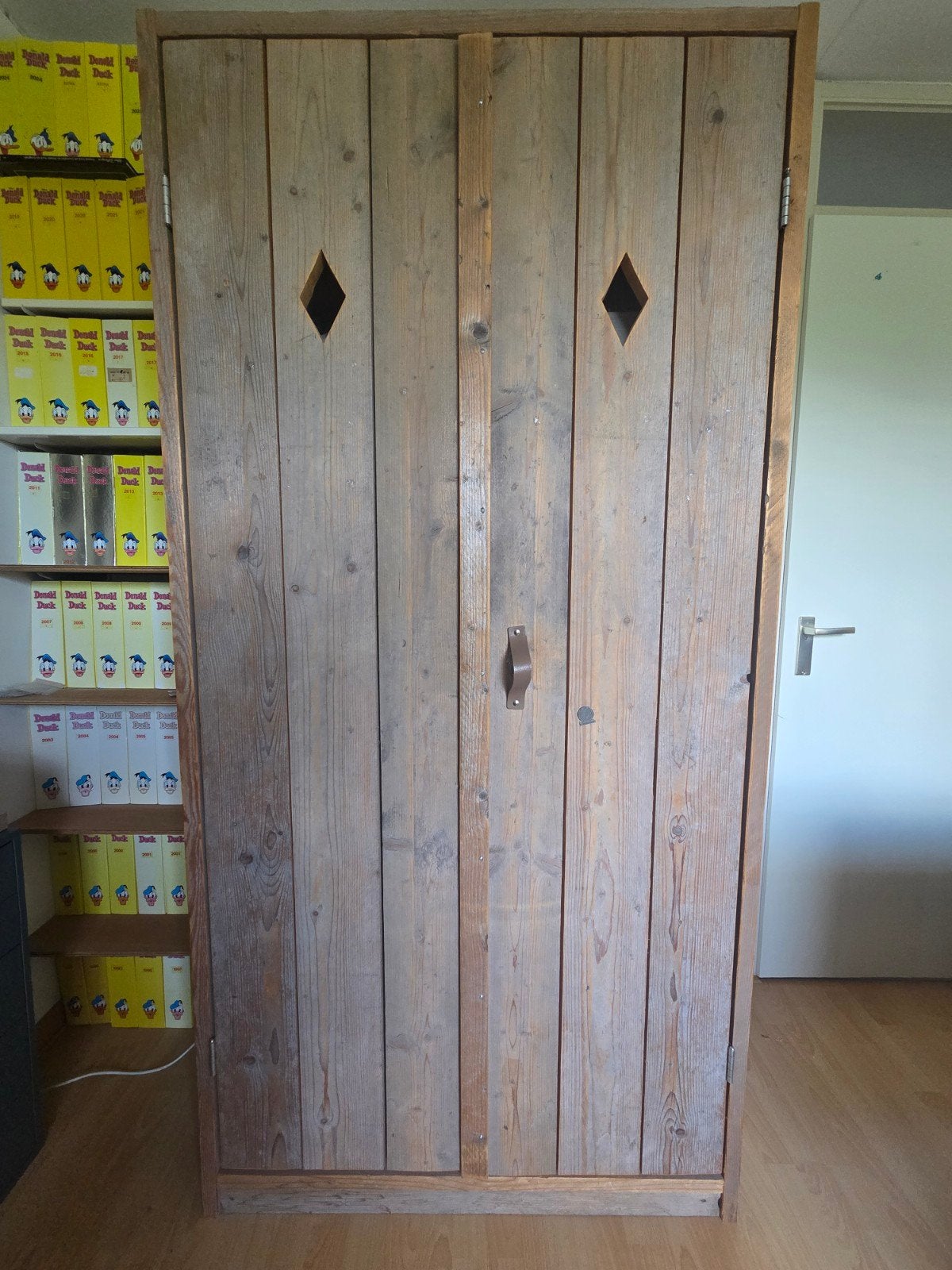 Steigerhouten bed met lades en bijpassende kast, Eenpersoons, Bruin, 210 cm, Steigerhout