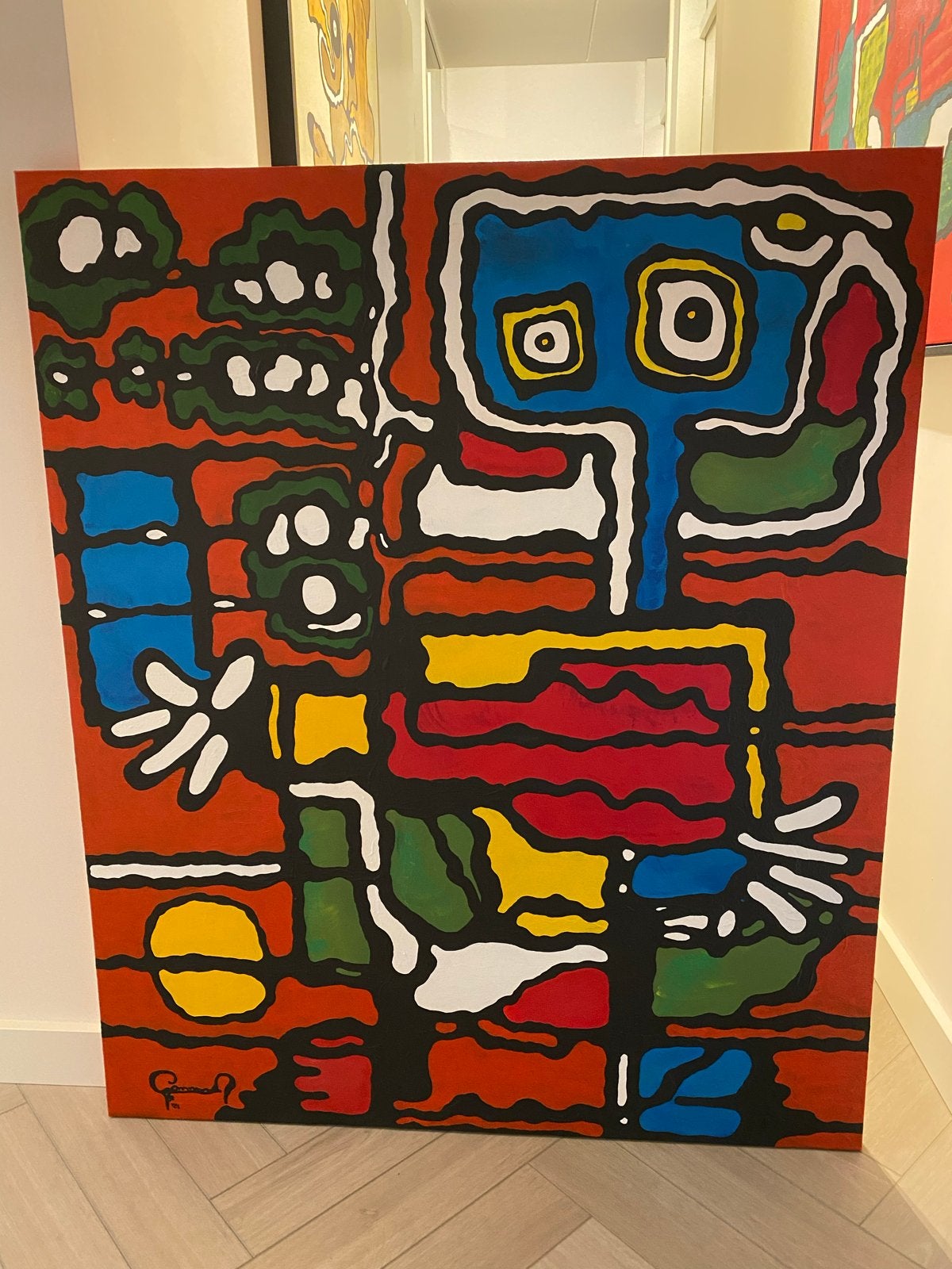 Abstract Acrylverf Schilderij op 3D Doek - 120x100 cm, Ophalen