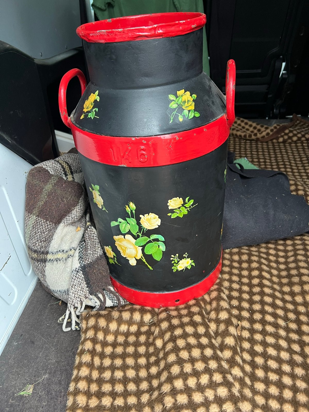 Decoratieve melkbus met bloemmotief - Vintage, Ophalen of Verzenden