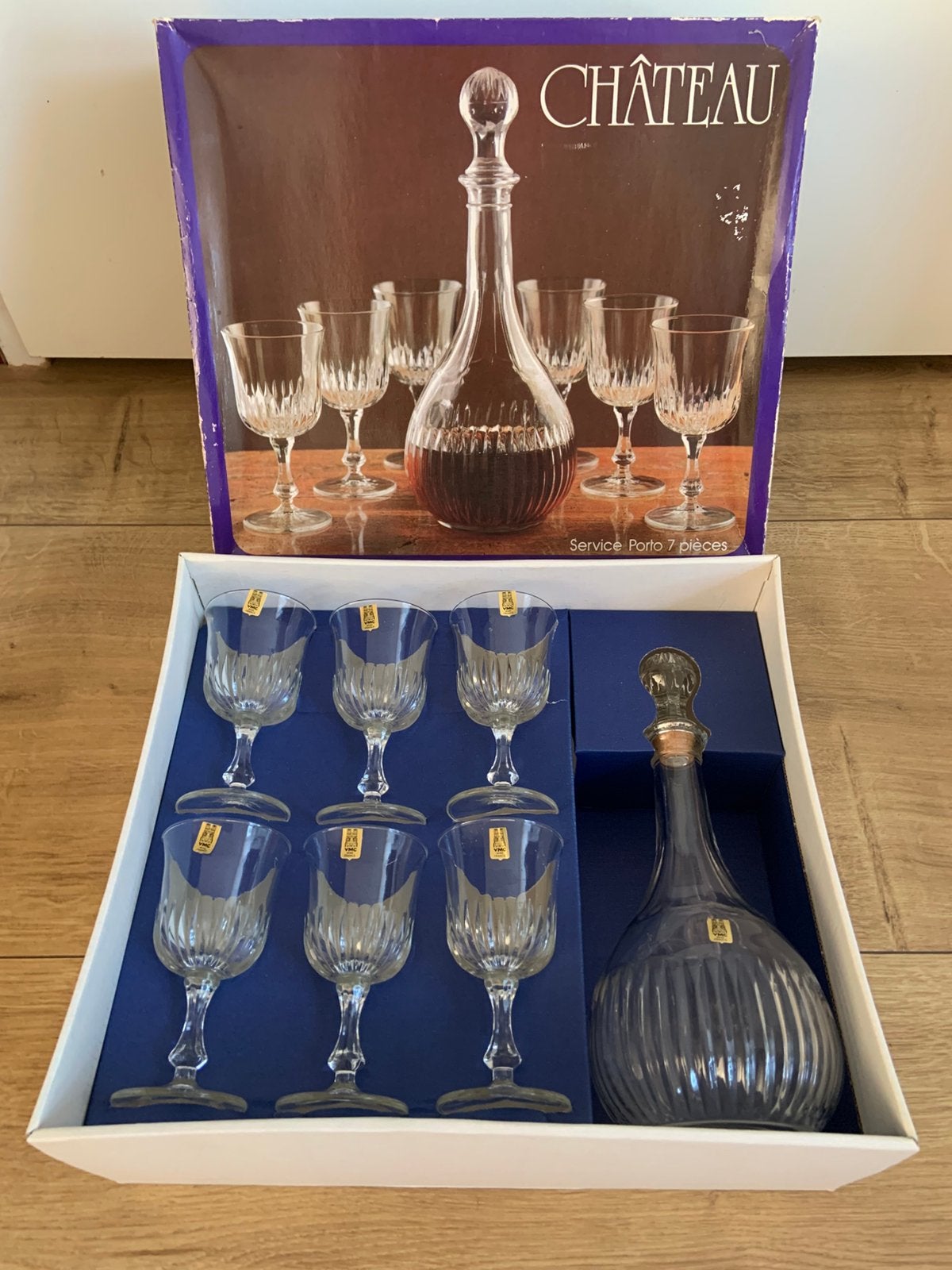 VMC france portglaasjes karaf chateau service porto 7 pieces, Ophalen of Verzenden, Zo goed als nieuw, Overige typen