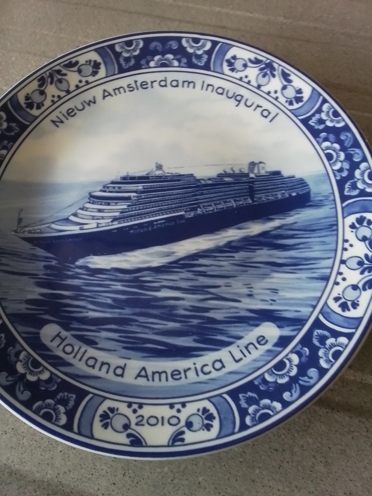 Royal Delft Holland America Line Nieuw Amsterdam bord, Antiek en Kunst, Ophalen
