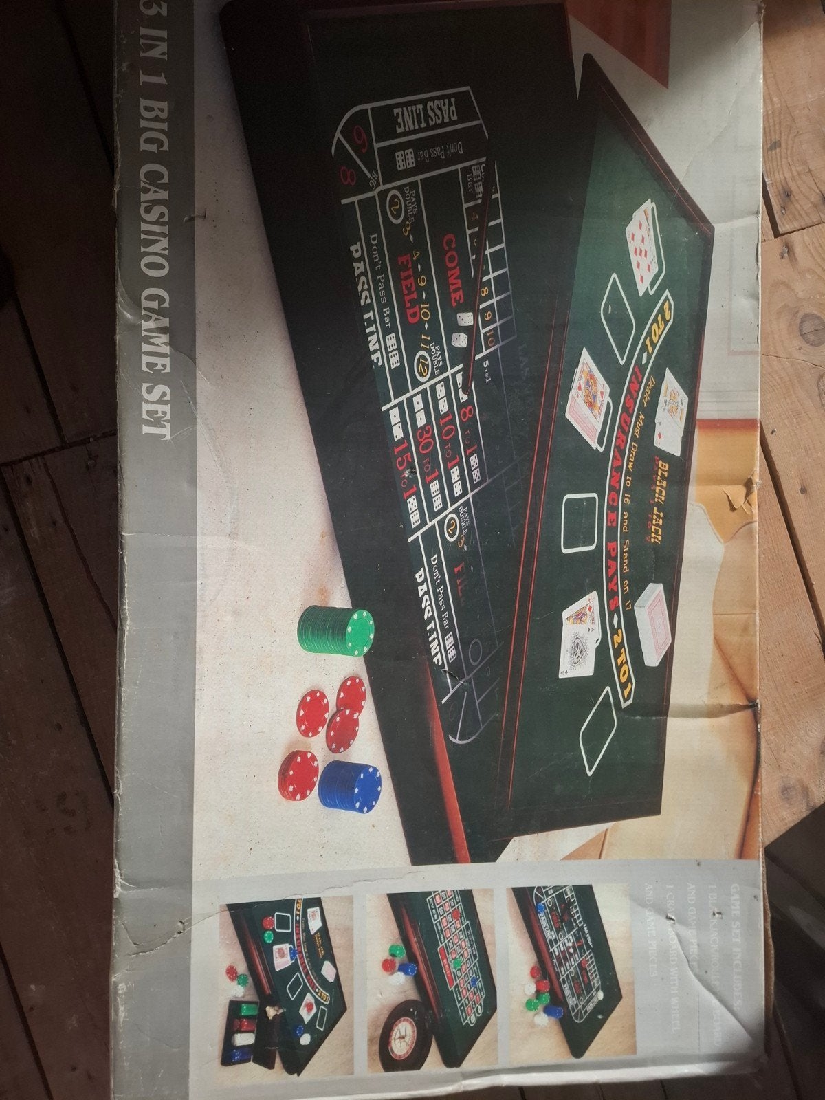 3-in-1 Casino Spelset: Roulette, Blackjack, Craps, Drie of vier spelers, Ophalen, Gebruikt