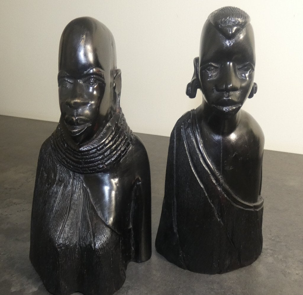 Afrikaanse buste van man en vrouw Kenia [2009], Antiek en Kunst, Ophalen