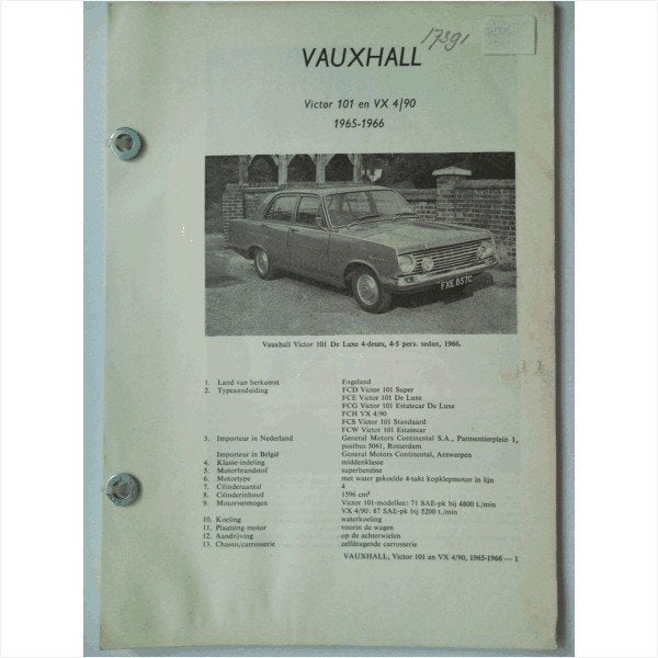 Vauxhall Victor 101 VX 4l90 Vraagbaak losbladig 1965-1966 #2, Ophalen of Verzenden, Gelezen, Overige merken