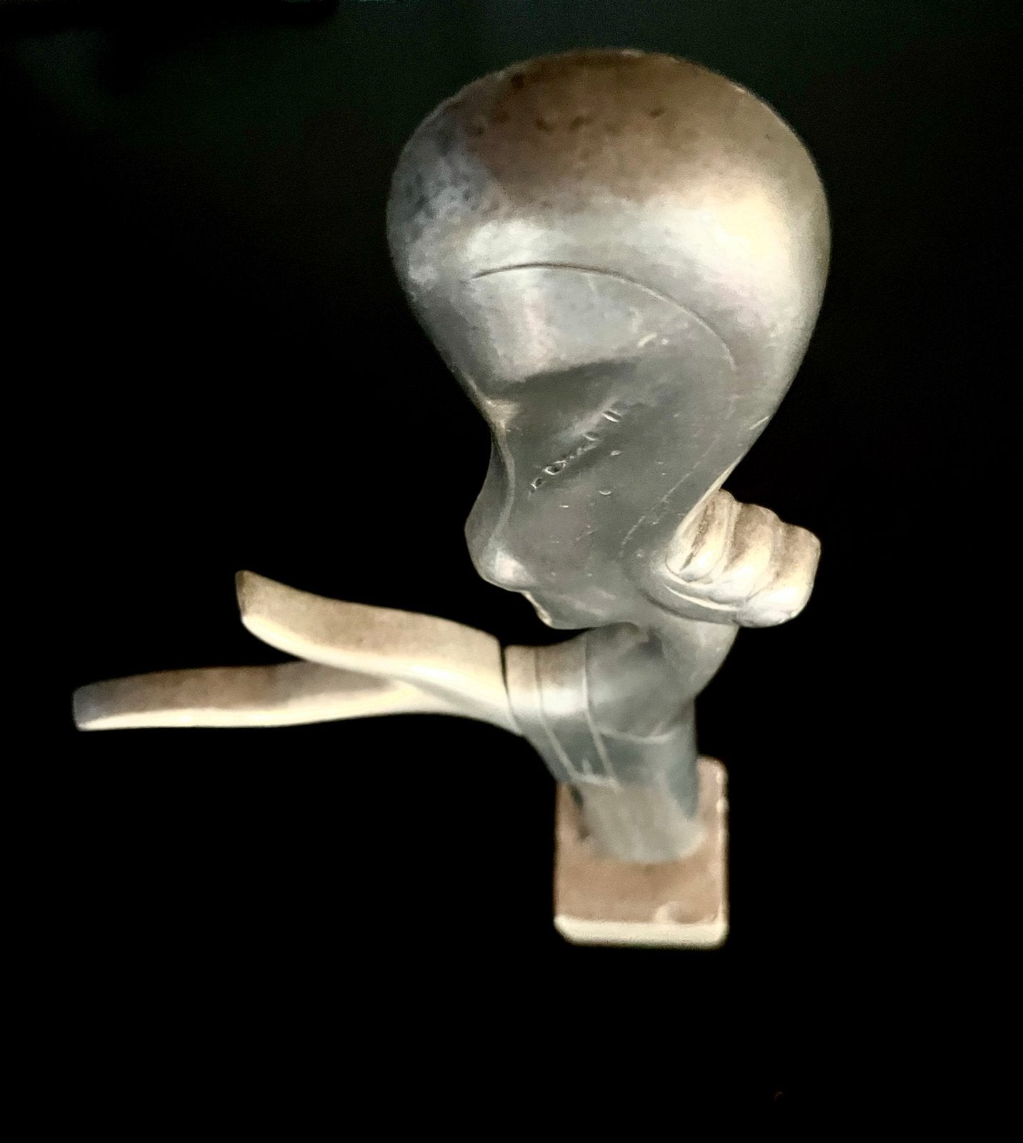 Art Deco Stijl Buste van Vrouw - Metaal op Sokkel, Zilver, Art deco, Buste, Ophalen of Verzenden