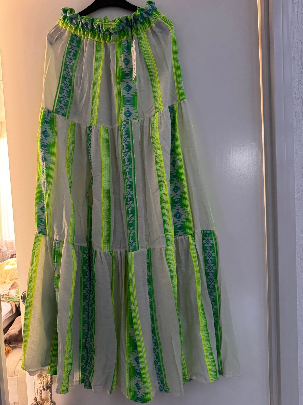 Sophie & Me Amsterdam Maxi Rok met Neon Groene Borduring, Kleding | Dames, Maat 38/40 (M), Meerkleurig, Nieuw, Ophalen of Verzenden