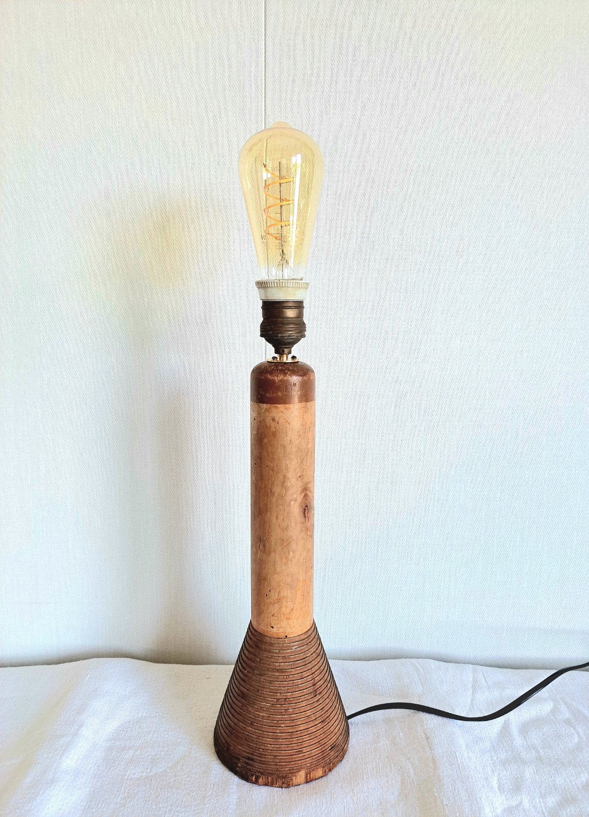 Antieke Industriële Touwklos Lamp, Ophalen of Verzenden, Hout, Minder dan 50 cm