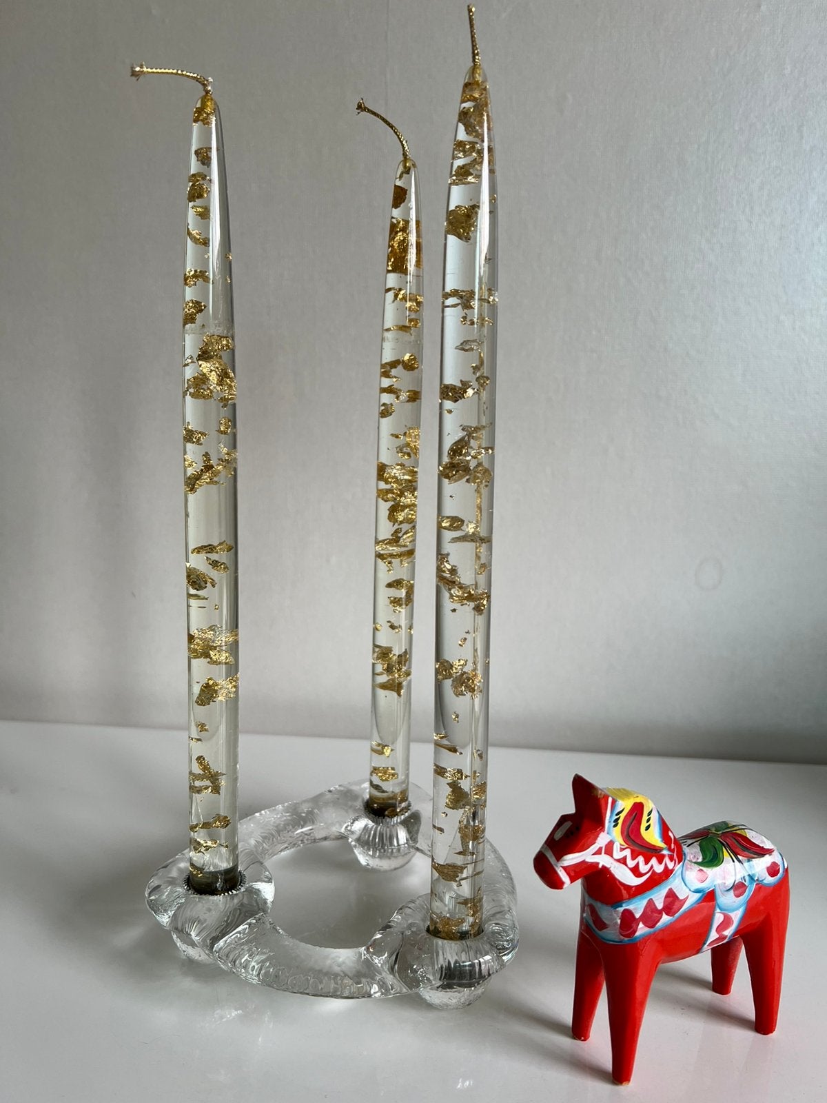 Vintage Zweeds Pukeberg Glas Adventkandelaar Gellerstadt, Ophalen of Verzenden, Zo goed als nieuw, Glas, Kandelaar