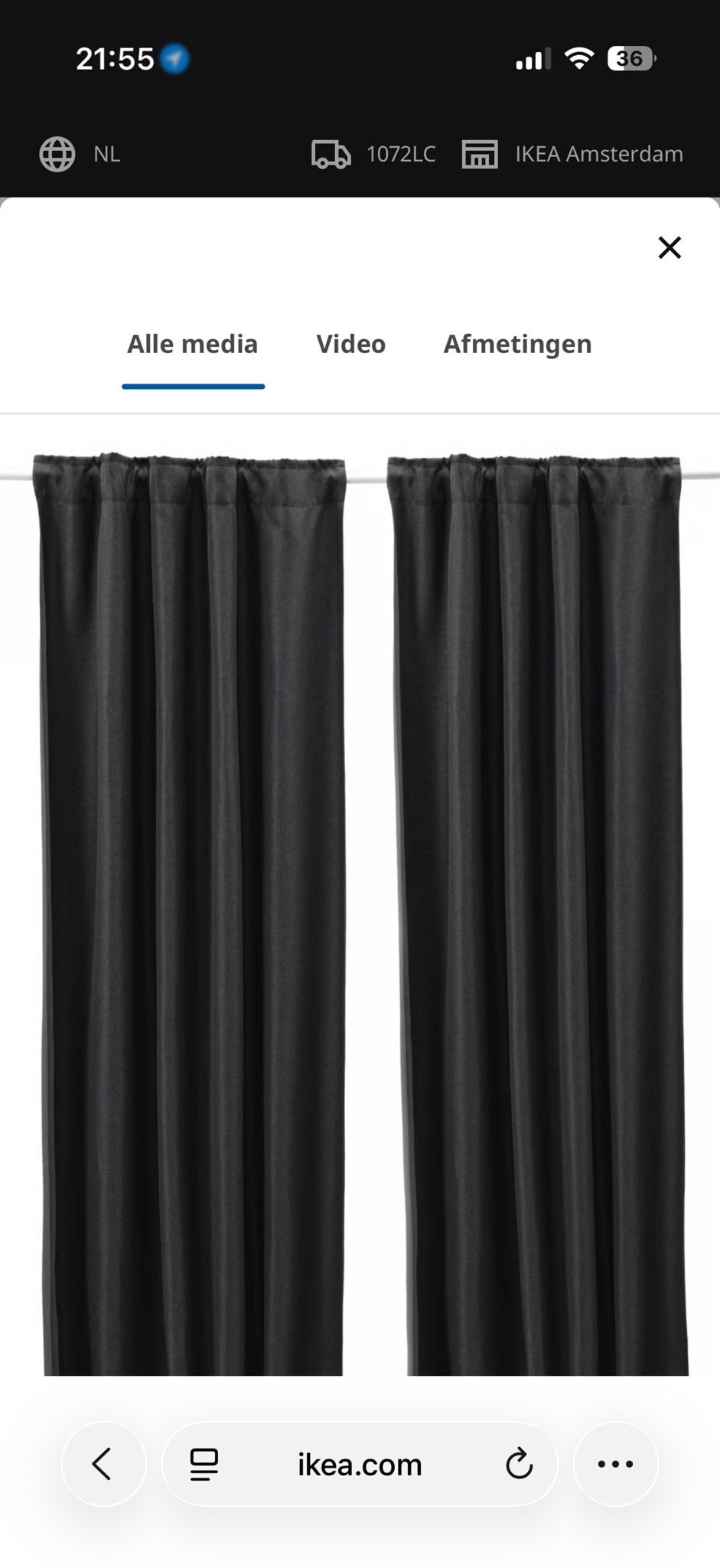IKEA ANNAKAJSA Gordijnen Antraciet 145x300 cm (1 paar), Ophalen, Zo goed als nieuw, Gordijn, Polyester