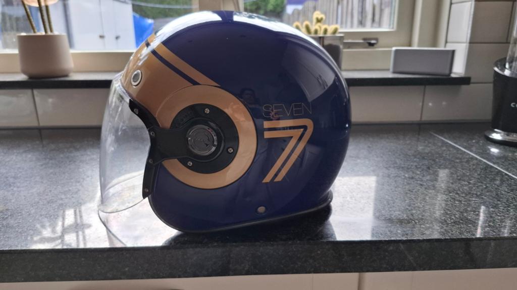 SMK Jethelm - Blauw/Goud - Maat M, Overige merken, M, Dames, Jethelm