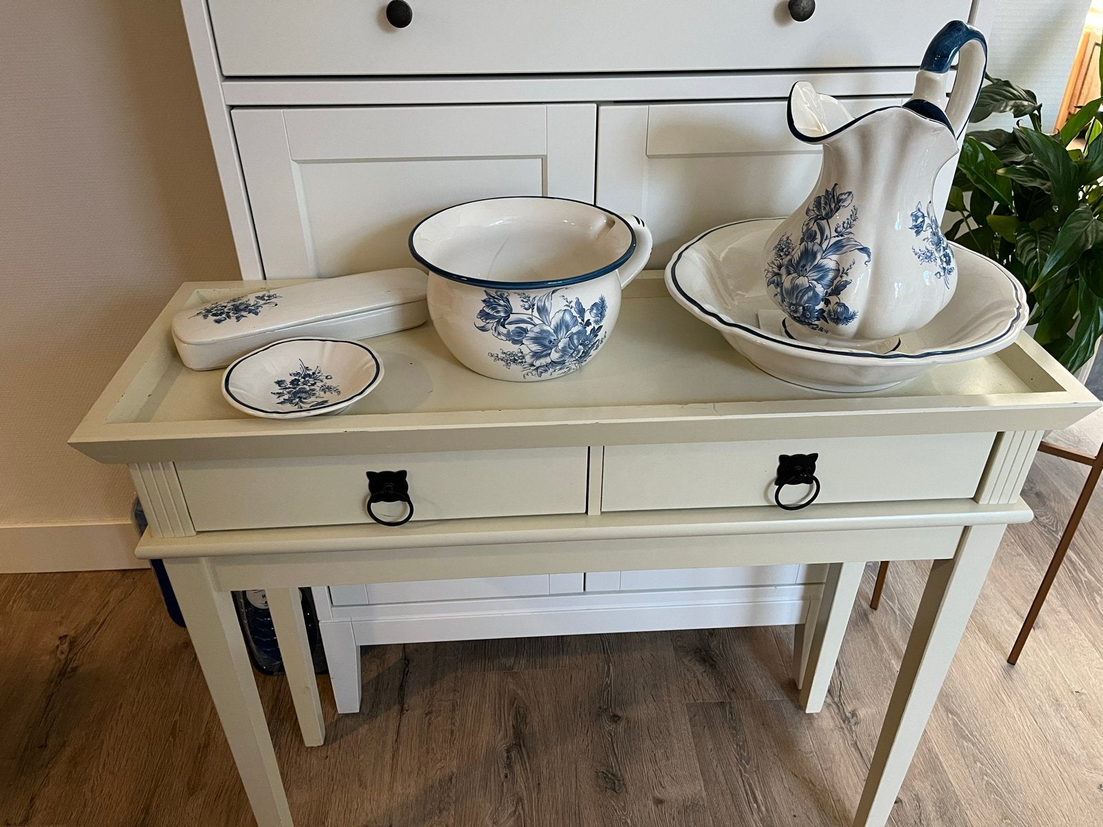 Antieke Delftse Handwerk Wasstel met Tafel, Antiek en Kunst, Ophalen