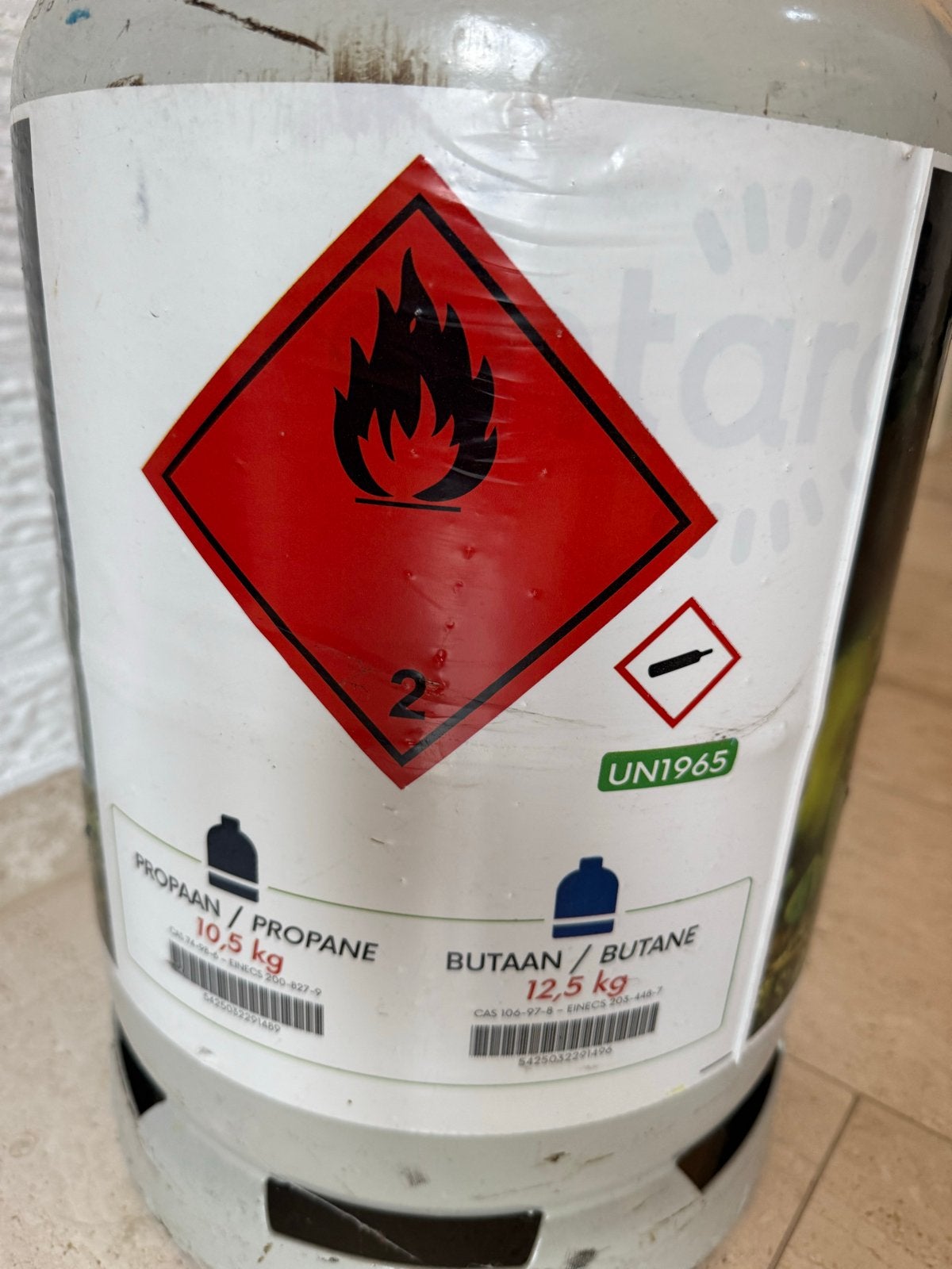 Volle propaan/butaan gasfles, Ophalen, Gebruikt