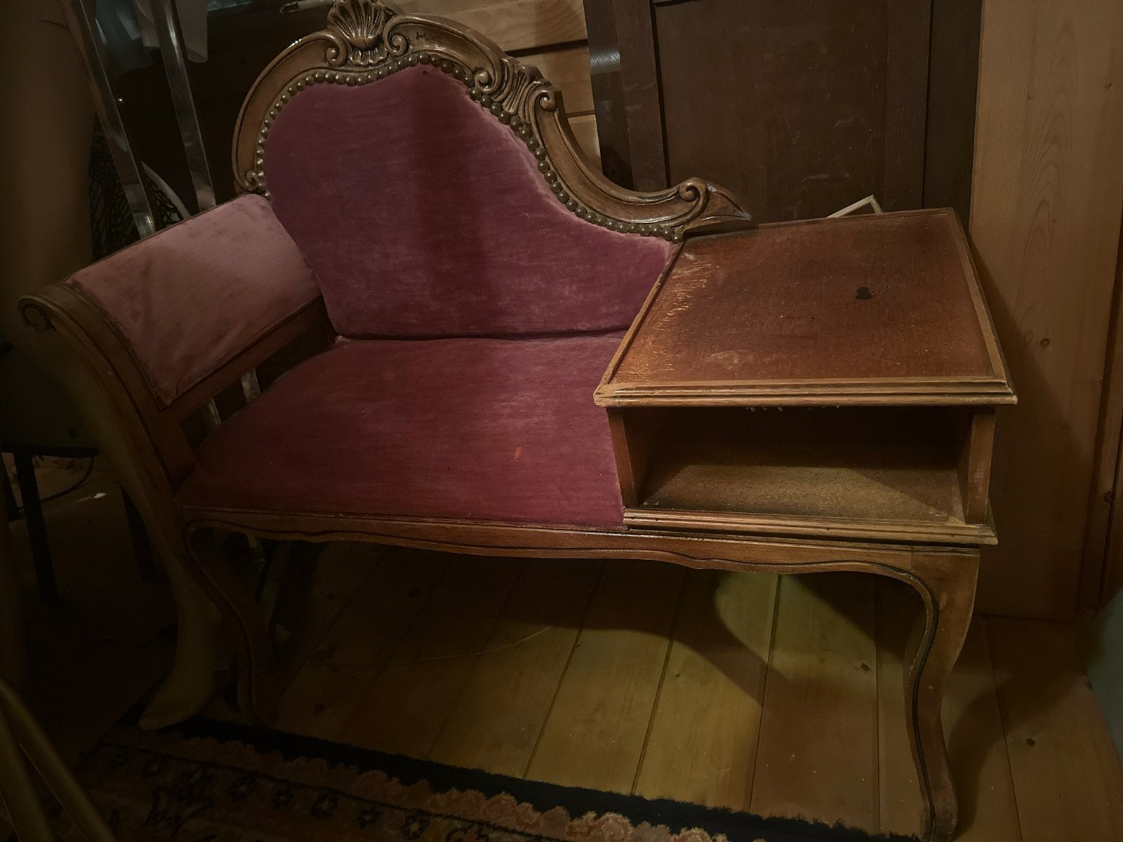 Antieke Telefoonbankje / Causeuse met Opbergruimte, Antiek en Kunst, Antiek | Meubels | Stoelen en Banken, Ophalen