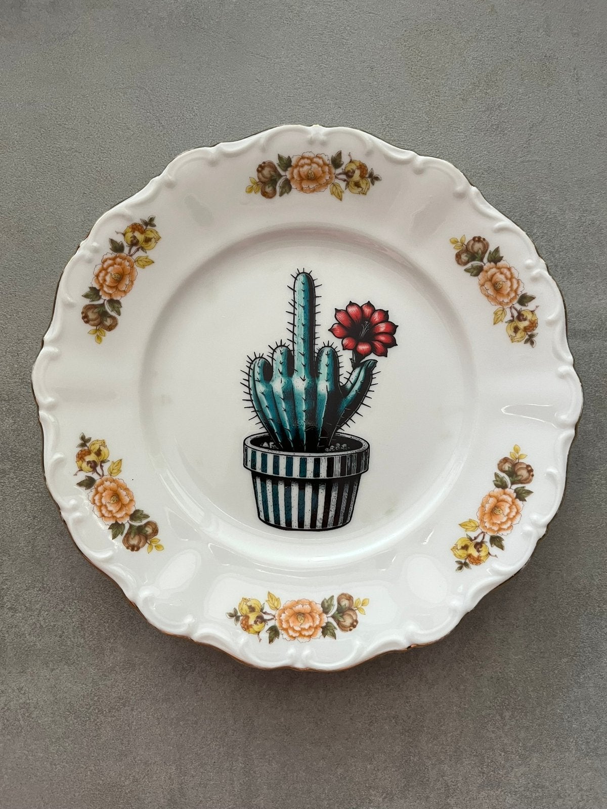 Wandbordje “Middlefinger Cactus”, Gebruikt, Meerkleurig, Steen/keramiek, Ophalen of Verzenden