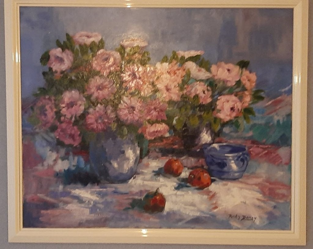 Stilleven bloemen en appeltjes van Ricky Damen, Ophalen
