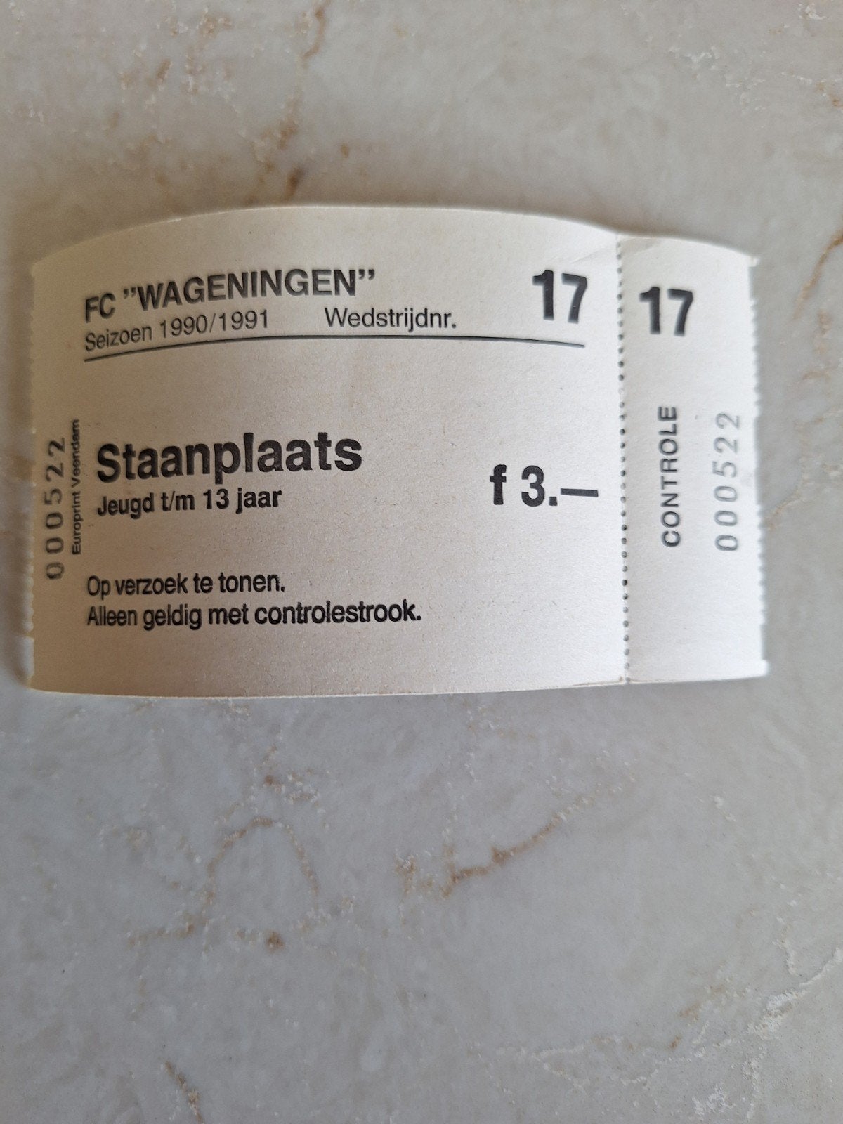 ticket 3e ronde KNVB BEKER Fc Wageningen PSV 1 -8, Ophalen of Verzenden, Nieuw, PSV, Overige typen