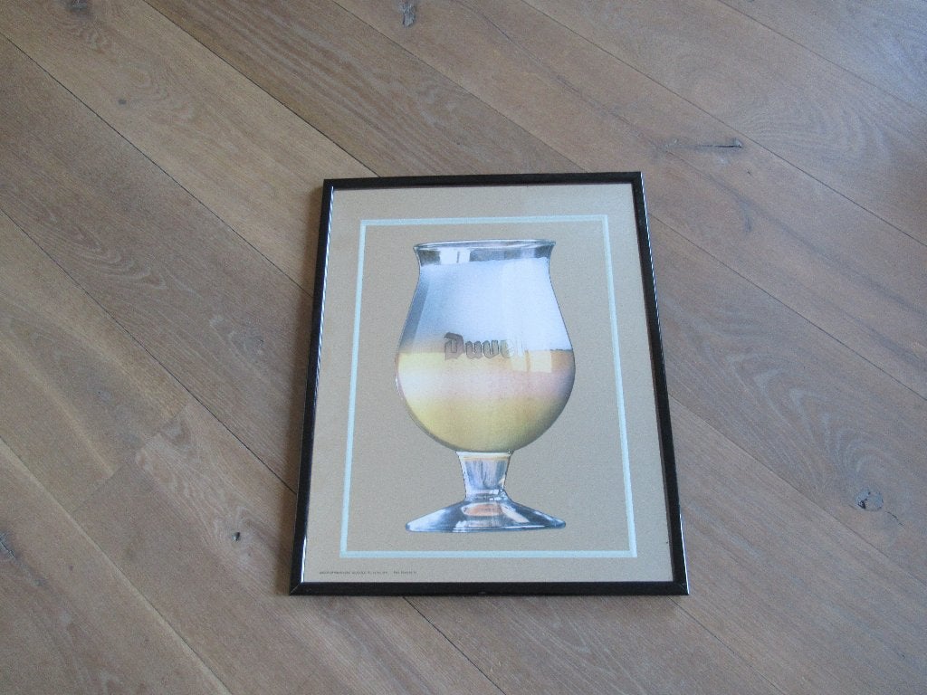 Grote Duvel Belgisch bier spiegel met Bierglas duvelspiegel, Verzamelen, Ophalen of Verzenden, Zo goed als nieuw, Reclamebord, Plaat of Schild