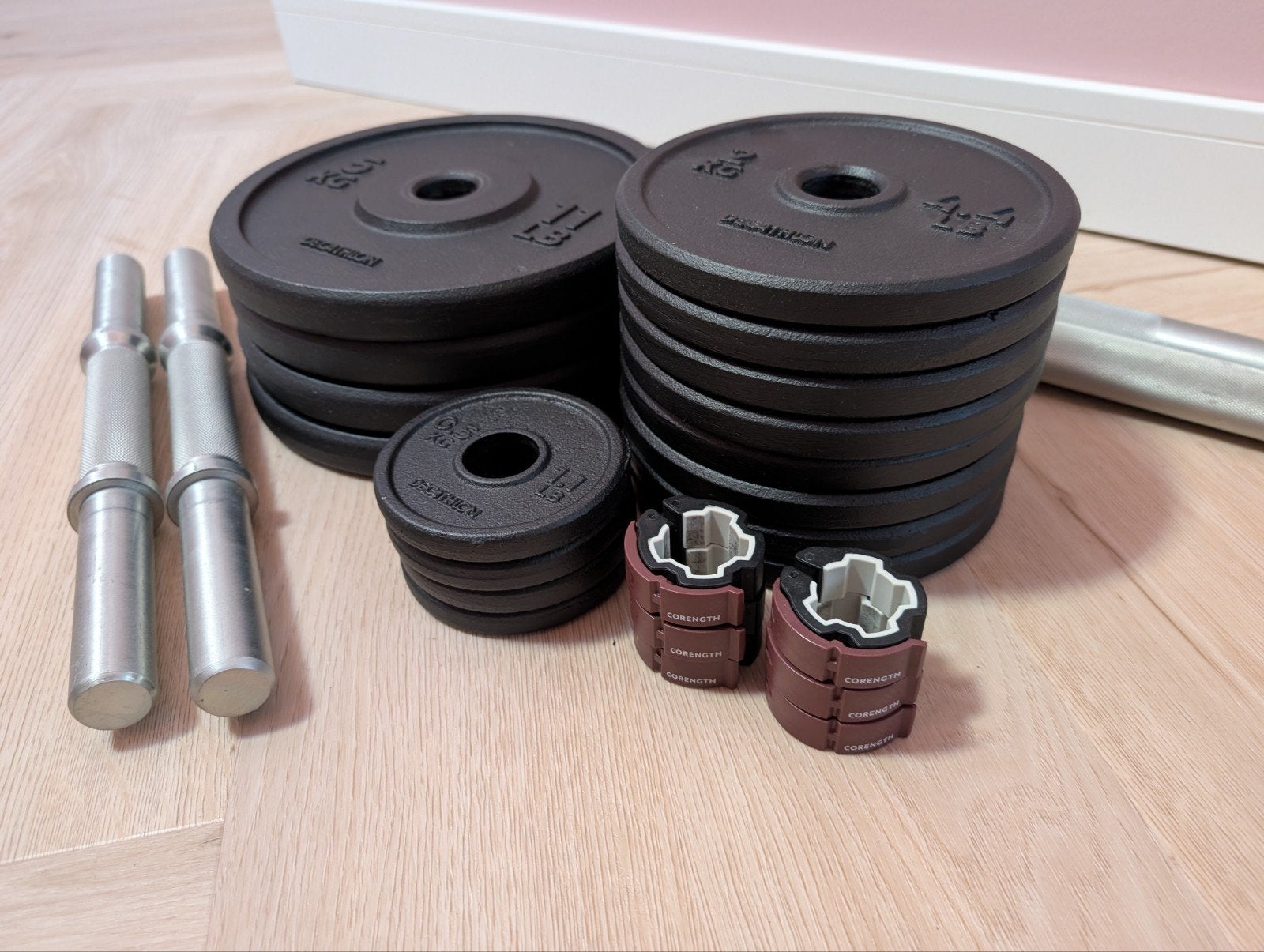 Domyos Halterset (Decathlon) - 50kg - Zo goed als nieuw, Sport en Fitness, Ophalen, Zo goed als nieuw, Benen, Dumbbell
