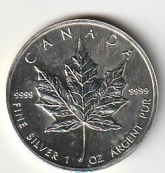 5  dollars  1991  Canada. km. 187    unc, Ophalen of Verzenden, Noord-Amerika, Losse munt, Zilver