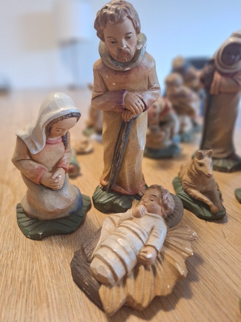 Vintage antieke Kerststal figuren compleet, Diversen, Ophalen, Gebruikt