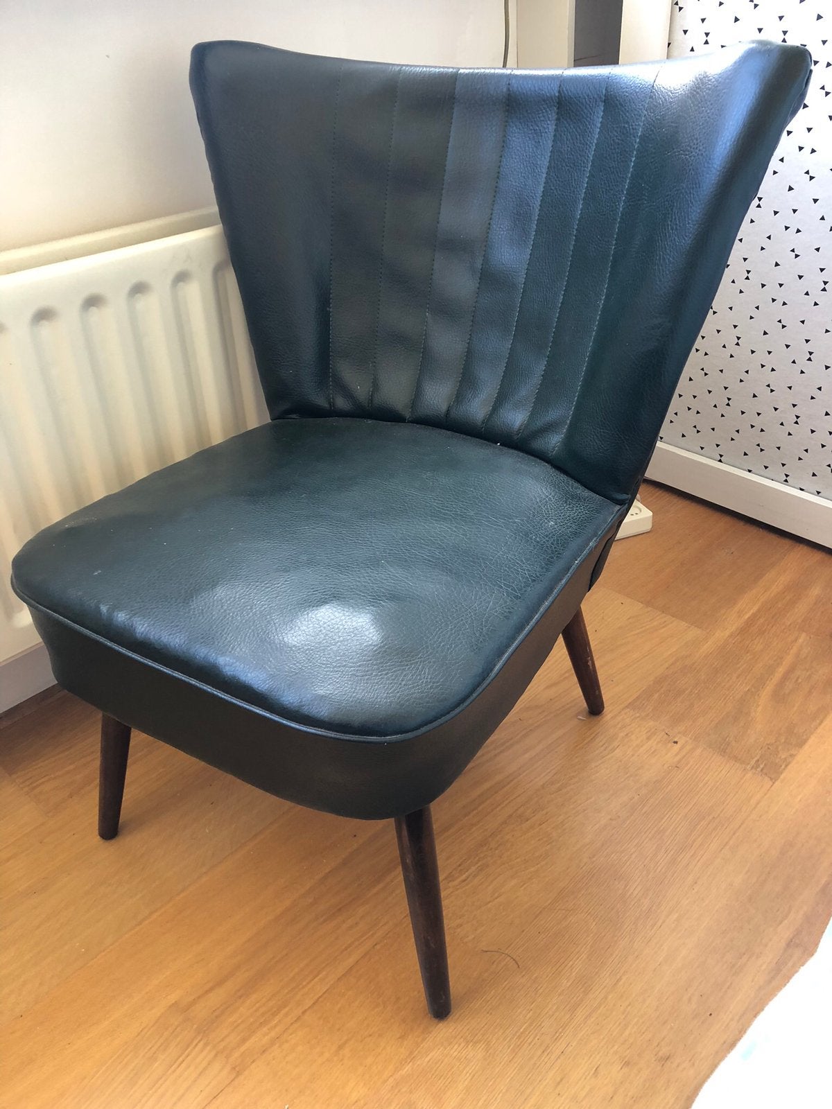 Vintage cocktailstoel groen, Huis en Inrichting, Fauteuils, Ophalen, Gebruikt, Minder dan 75 cm, 50 tot 75 cm