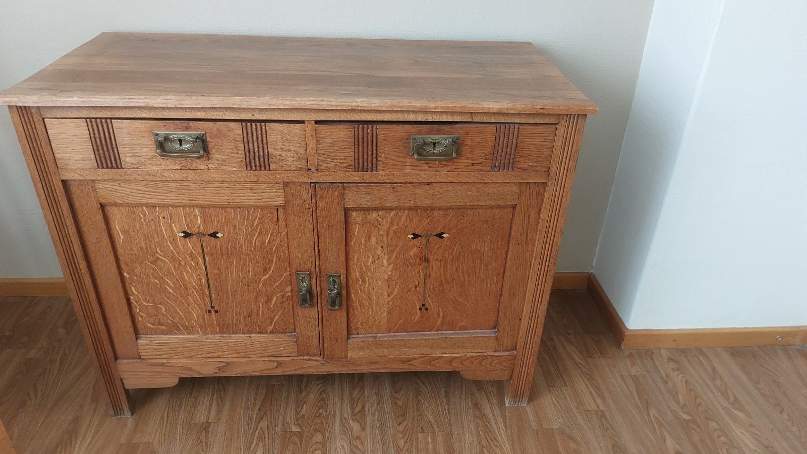Antieke eikenhouten kast / dressoir – mooi origineel beslag, Ophalen, Gebruikt, 25 tot 50 cm, 100 tot 150 cm