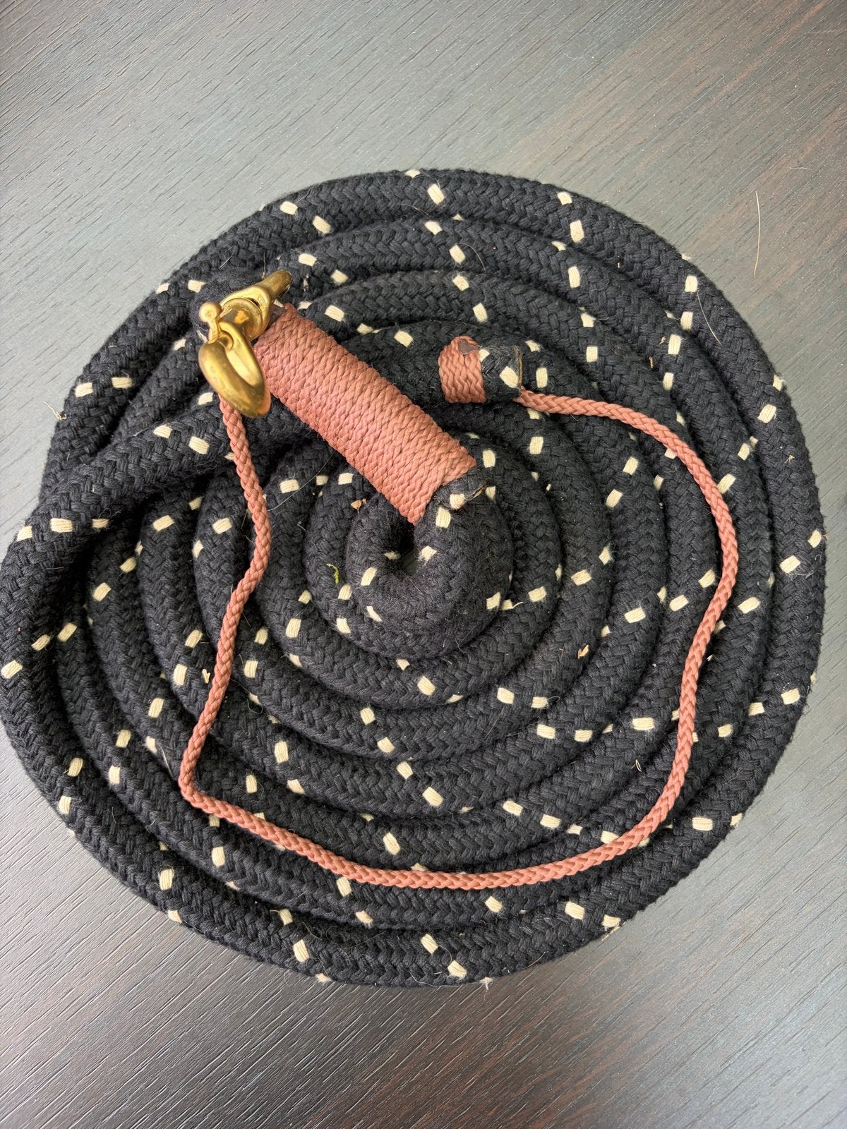 Zwarte dikke leadrope en beige touwhalster met lederen neus, Dieren en Toebehoren, Ophalen of Verzenden, Nieuw