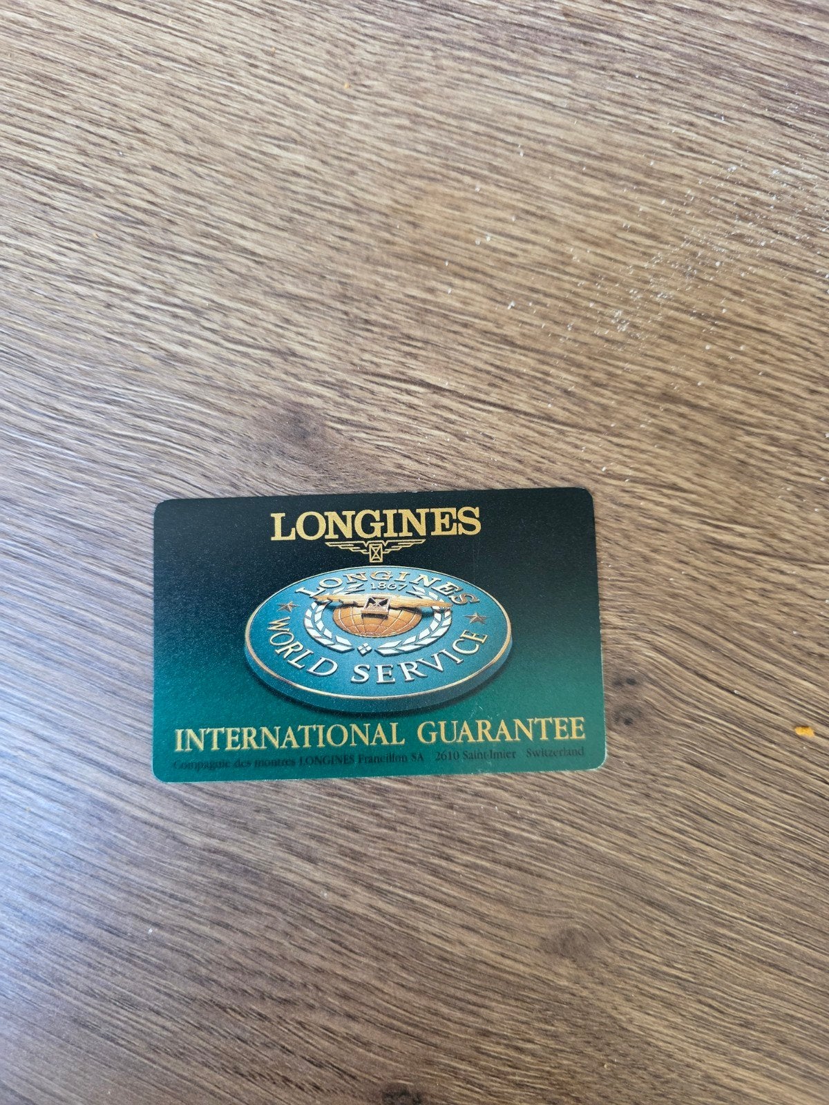 Longines International Guarantee Card - Horloge Accessoire, Info@longines.com, Gebruikt, Compagnie des Montres Longines Francillon SA, 2610 Saint-Imier, Switzerland