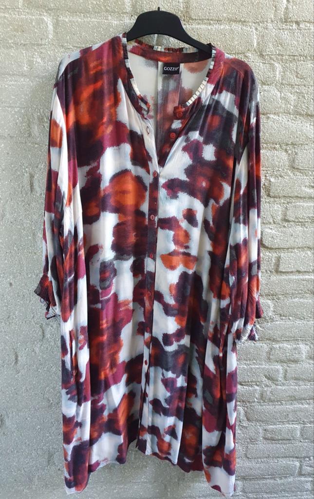 Kleurrijke tuniekjurk van Gozzip maat XL 54/56, Verzenden, Zo goed als nieuw, Rood, Blouse of Tuniek