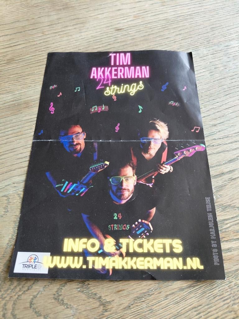 Tim Akkerman flyer Strings tour. Oud zanger Di-rect, Ophalen of Verzenden, Gebruikt, Foto of Kaart
