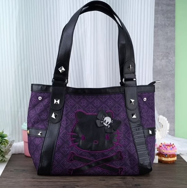 Prachtige Hello Kitty handtas Y2K Gothic stijl - Paars Zwart, Ophalen of Verzenden, Nieuw, Zwart, Handtas