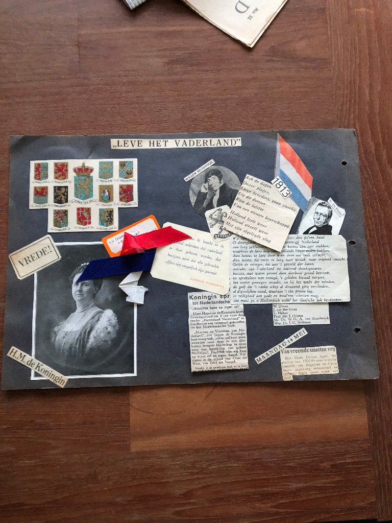 1945 Huisvlijt. Fraaie dubbelzijdige Bevrijdingscollage., Verzenden, Overige onderwerpen, Tweede Wereldoorlog, Gelezen