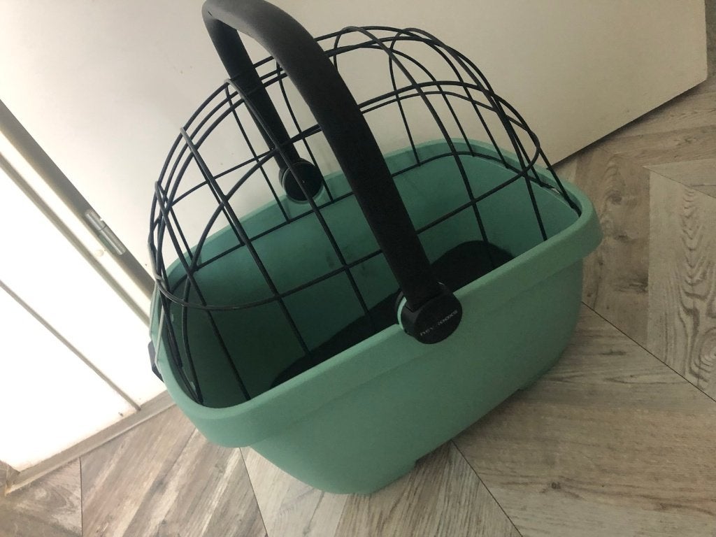 New Looxs honden fietsmand mintgroen met deksel, Ophalen, Gebruikt, Fietsmand