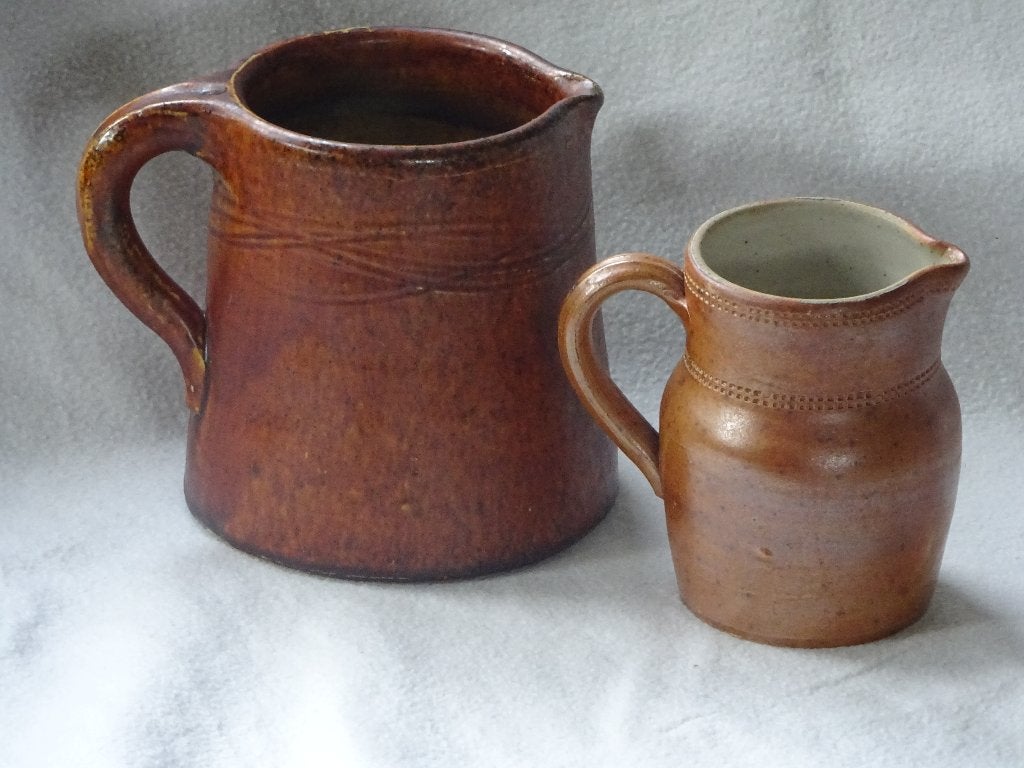 Twee vintage aardewerk schenkkannen studiokeramiek, Ophalen of Verzenden