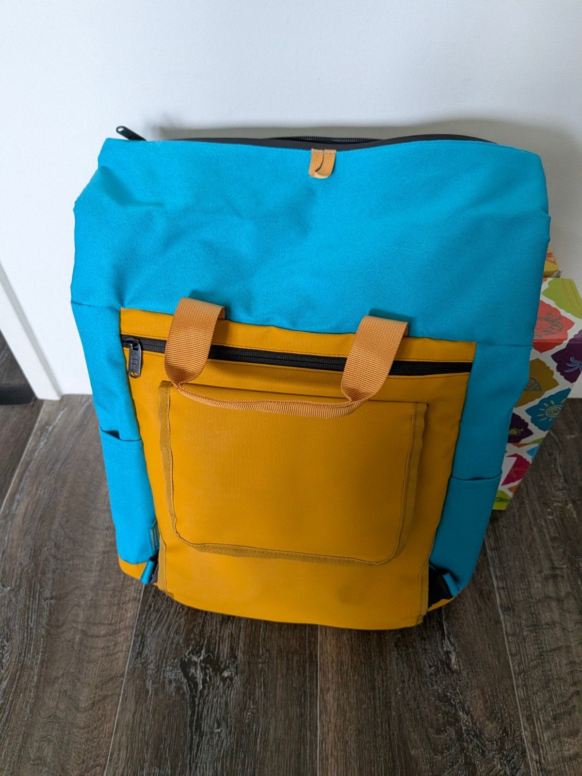 Nieuwe Recycle Bags 2-in-1 Fietstas & Rugzak - Petrol/Oker (, Fietsen en Brommers, Fietsaccessoires | Fietstassen, Ophalen of Verzenden