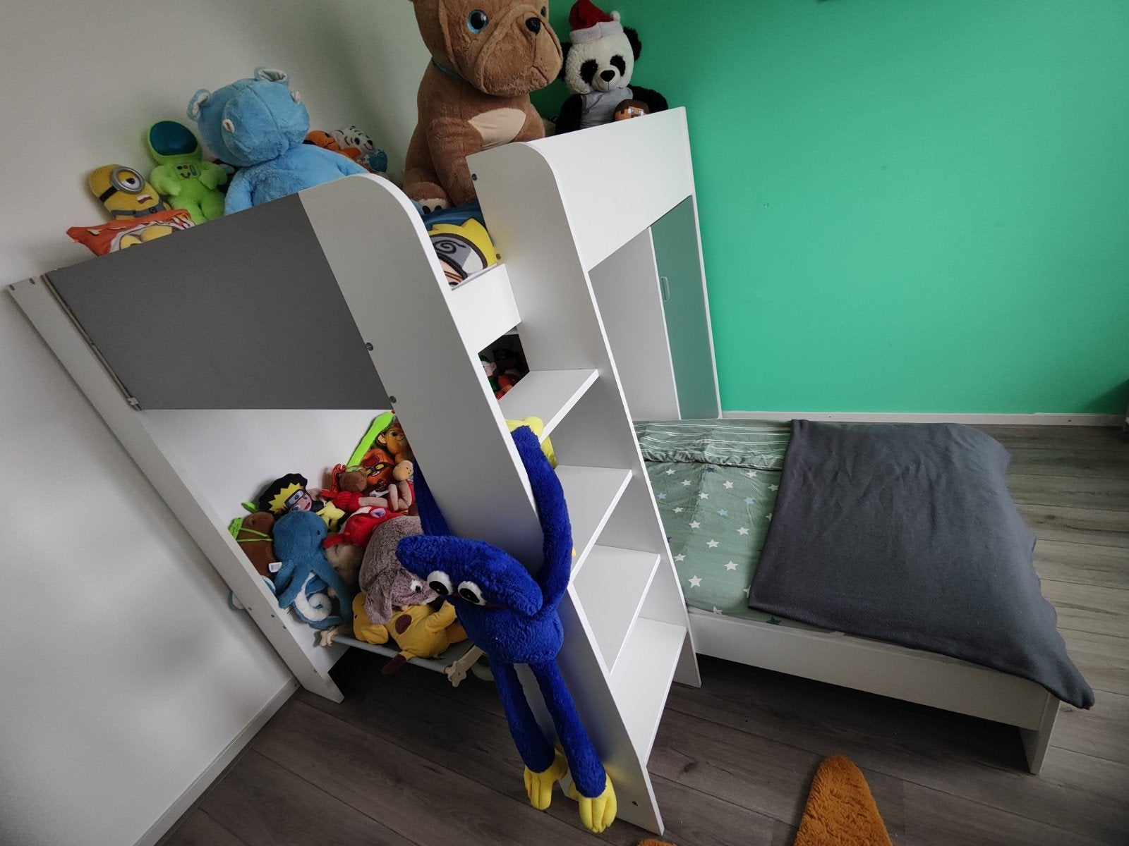 Stapelbed met kledingkast en flexibel onderbed, Ophalen, Gebruikt, Stapelbed