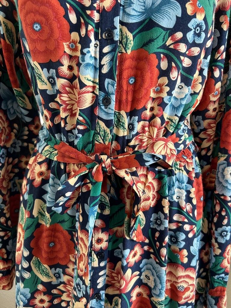 King Louie maat 44 bloemen blouse jurk 3156, Kleding | Dames, Jurken, Blauw, Maat 42/44 (L), Ophalen of Verzenden, Zo goed als nieuw