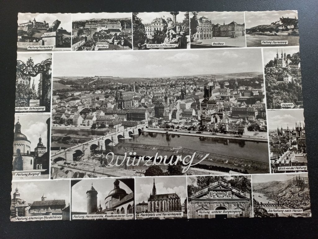 Ansichtkaart Würzburg Vesting 1960 Duitsland, Verzenden, 1960 tot 1980, Ongelopen, Duitsland