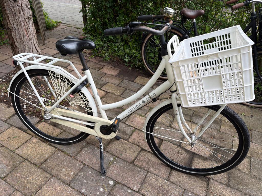 Cortina Milo damesfiets met mand - 3 versnellingen, Ophalen, Terugtraprem, Gebruikt, 47 tot 50 cm