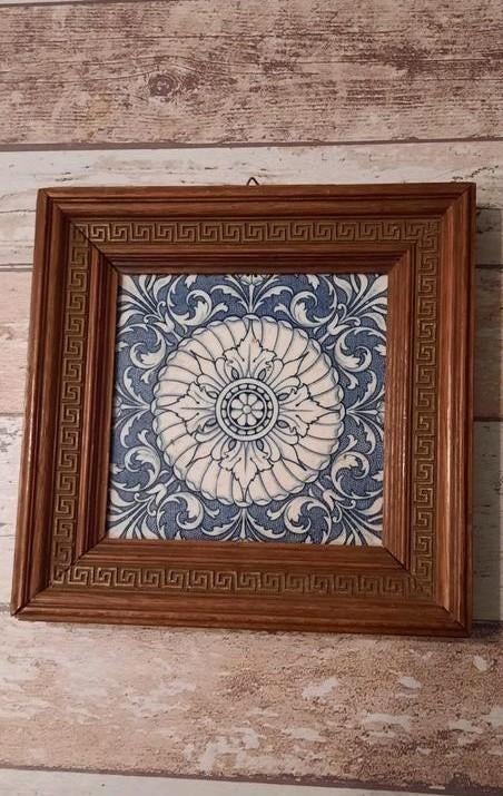 Vintage MINTON  Tegel in Houten Lijst, Antiek en Kunst, Ophalen of Verzenden