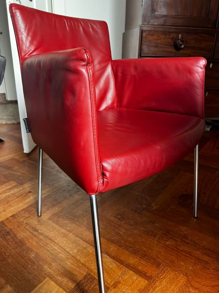 4 Gerard van den berg TIBA , label eetkamerstoelen, Leer, Ophalen of Verzenden, Zo goed als nieuw, Vier
