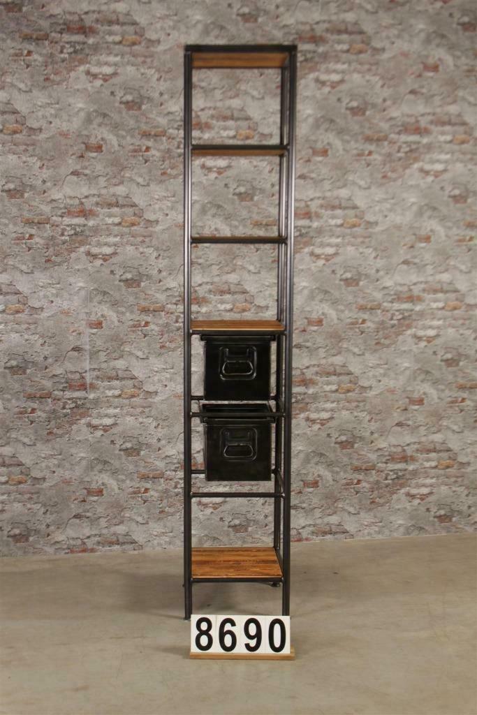Retro industriële stelling/rek/boekenkast nr.8689, Info@antiekgroothandel.com, Nieuw, Ophalen of Verzenden, 7602RG