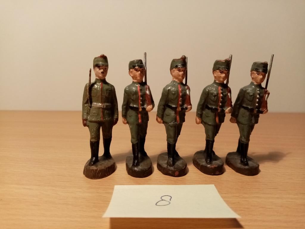 Elastolin, 5 soldaten (8) oud, (bijna 100 jaar oud) 60mm, Verzamelen, Poppetjes en Figuurtjes, Ophalen of Verzenden, Zo goed als nieuw