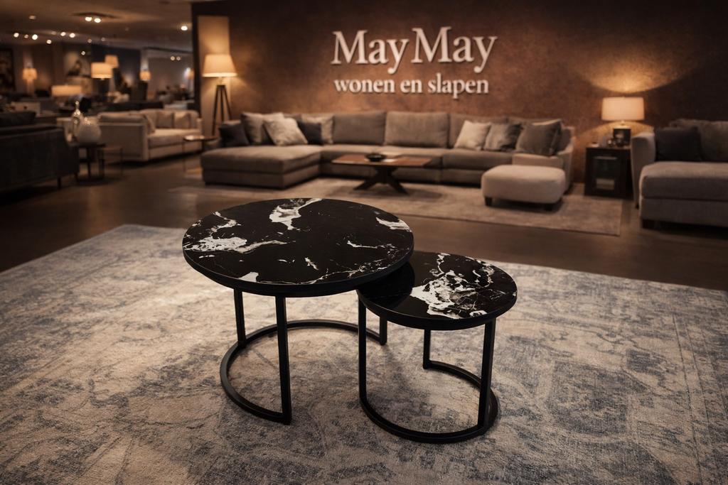 Salontafel 2-Delig zwart Marmerlook Direct leverbaar E-7294